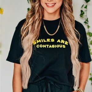 Black Graphic Tee - Smiles Are Contagious